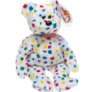 Ty 2K Confetti Rainbow Beanie Baby Bear